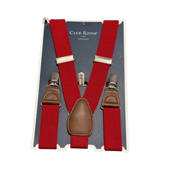 Club Room Mens Red Suspenders One Size  Adjustable Clips Suspenders. NWT - Picture 4 of 11